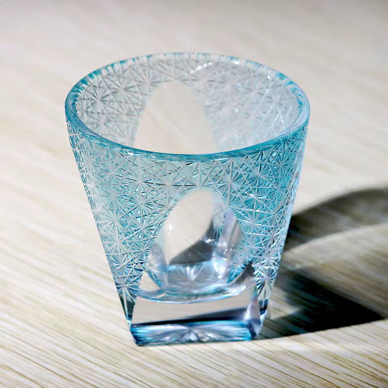 35ml Luxury Edo Kiriko Multi-Color Laser Engrave Soju Glass Cup Japanese Style Hand Cut Shot Glass Whiskey Tea Cups Saucers
