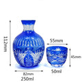Hand Blown Colored and Japanese Kiriko Hand Cut Sake Glass Set Sake Cup Bottle Mini Glass Wine Decanter