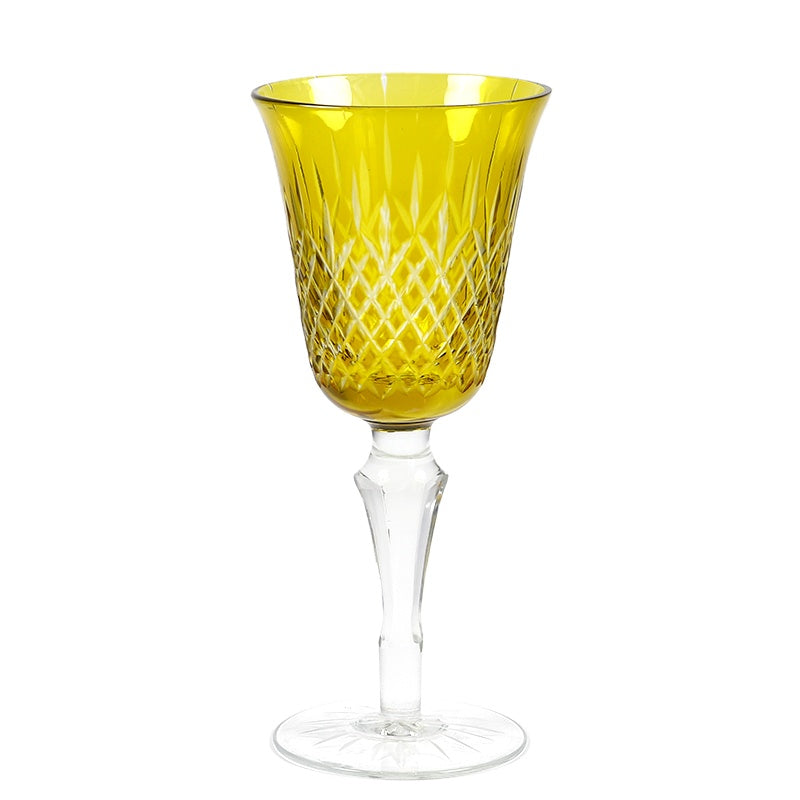 Bohemian Elegant Wine Glass Cup Stemware Little Round Wine Cup Drinking Glass Yellow Blue Green Colors for Families