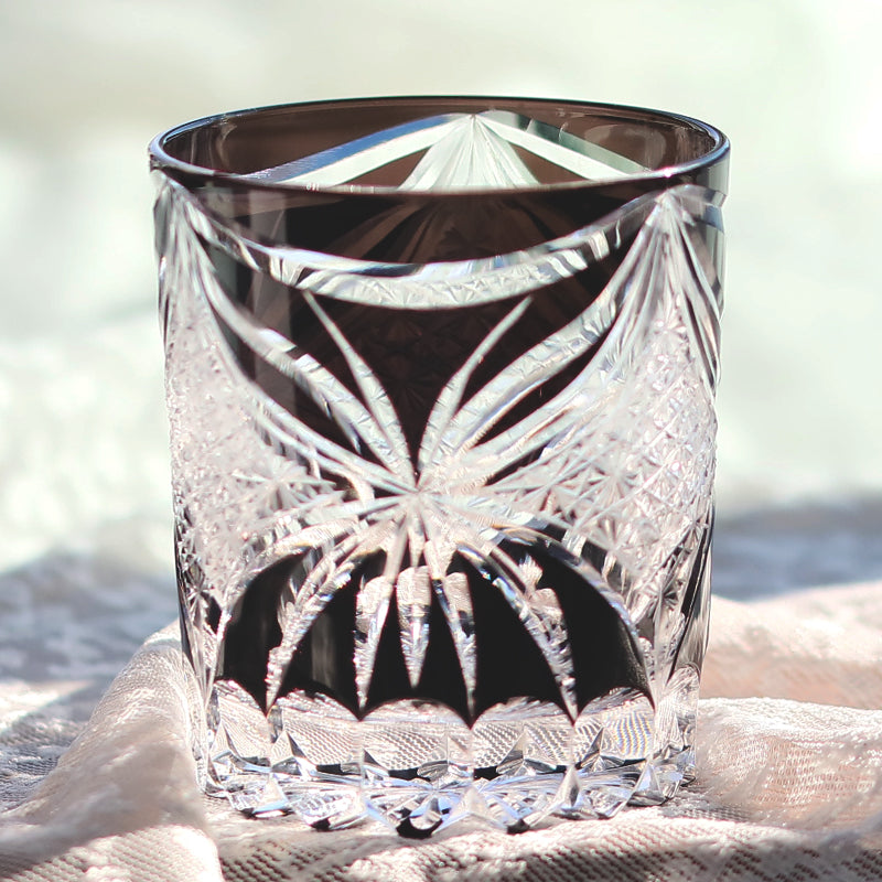 Hand Cut to Clear Black 8oz Edo Kiriko Crystal Whiskey Glass Colored Drinkingware Gift Packing 1pc for Wedding/Party