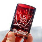 Japanese Style 65ml Round Hand Cut Glass Cut Patterned Spirits Glass Colored Sake Cup 2oz Korea Soju Shot Glass Party Favors