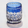 Modern Lead Blue Crystal Rock Whiskey Glass 350ml Japanese Edo Kiriko Hand Carved Pattern Artwork for Cocktails