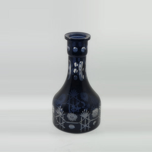 Hand Carved Black Color Glass Hookah Bottle Cutting Colored Glass Shisha Vase Glass Wine Bottle