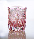 Pink 8oz Edo Kiriko Colored Rock Tumbler Hand Cut to Clear Crystal Whiskey Glass Gift Packing 1pc for Collection