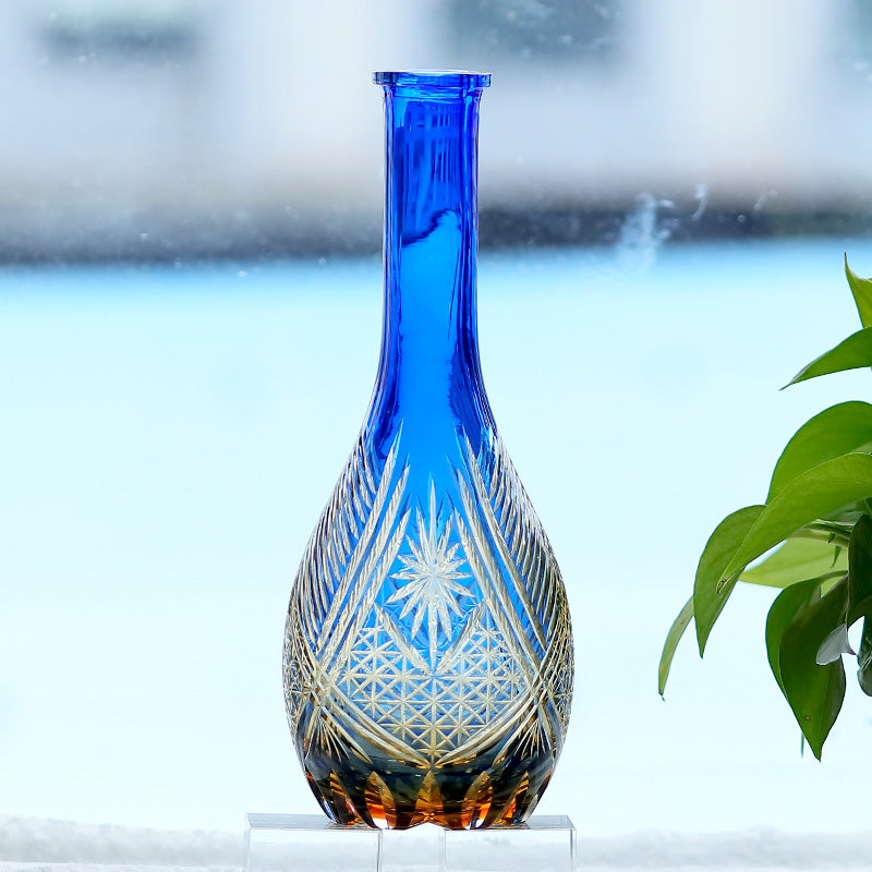 Blown and Hand Cut Wine Glass Bottle Vase Hand Engraved Bohemia Style Wine Glass Decanter