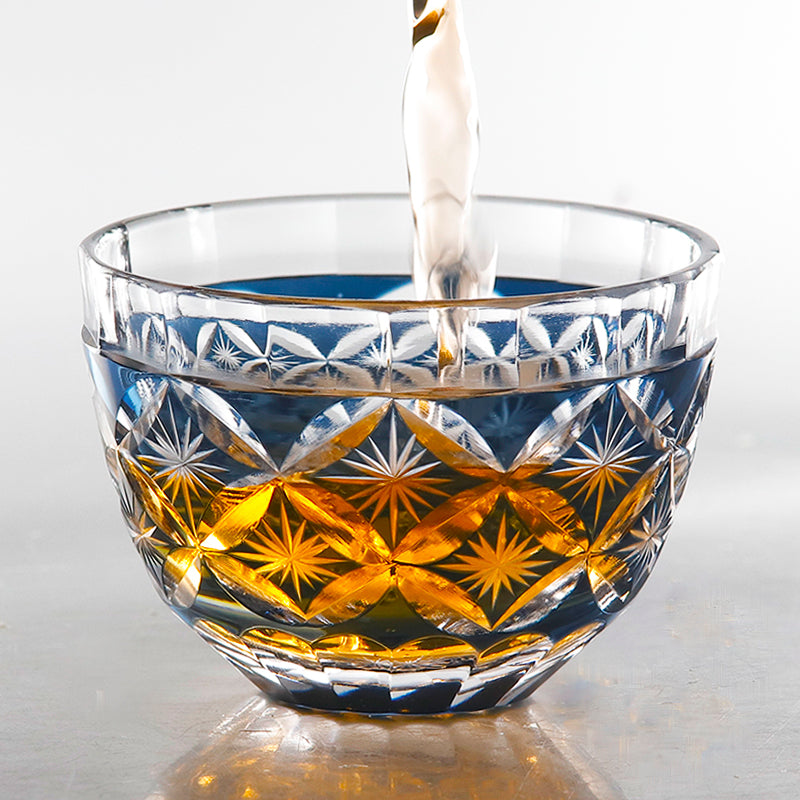 Traditional Japanese Hand Cut Glasses. Shot Glass for Sake Soju Colored Sake Cups Ideal for Wedding, Parties, Housewarming