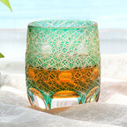 Green 10oz Edo Kiriko Crystal Hand Cut Whiskey Glass Colored Drinkingware Gift Packing 1pc for Wedding/Party