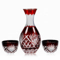 Japanese Style Edo Kiriko Classic Japanese Style Red Color Sake Bottle Set Glass Decanter with Small Glass Cup