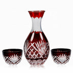 Japanese Style Edo Kiriko Classic Japanese Style Red Color Sake Bottle Set Glass Decanter with Small Glass Cup