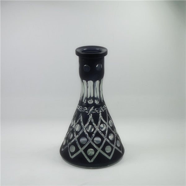 Hand Engraved Glass Hookah Bottle Hand Cutting Colored Glass Shisha Vase Handmade Glass Wine Bottle