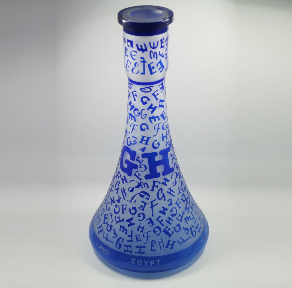 Hand Blown Colored Glass Hookah Bottle with Sandblasted Design Glass Shisha Vase Glass Wine Bottle
