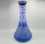 Hand Blown Colored Glass Hookah Bottle with Sandblasted Design Glass Shisha Vase Glass Wine Bottle