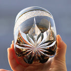 Large Capacity 12oz Gray Luxury Hand Cut Kiriko Whisky Glass Color Engraved Glass Luxury Whiskey Glass with Gift Box