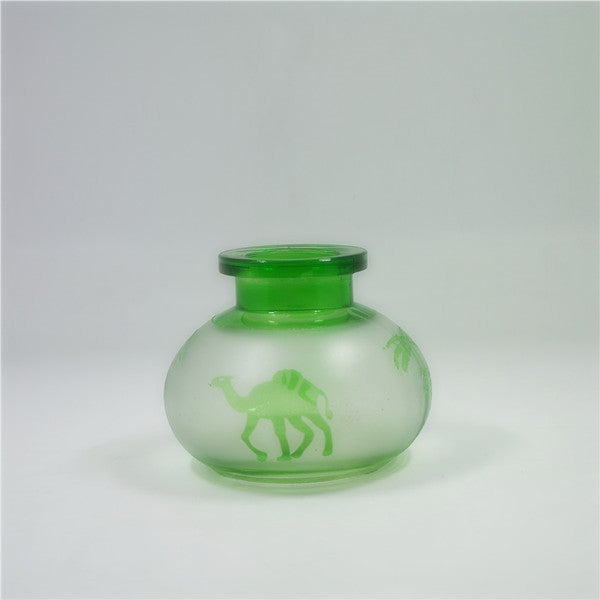 Hand Carved Etched Glass Hookah Bottle Sandblasted Glass Shisha Vase Handmade Glass Wine Decanter
