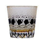 Edo Kiriko Hand Cut to Clear Black 12oz Crystal Whiskey Glass Colored Rock Tumbler Hand Cut Drinkingware Gift Packing 1pc