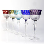 Czech Style Crystal Wine Glasses Stemware Goblet Multicolor Glass Cup Handmade Hand Carved Edo Kiriko Wedding Gift With Box