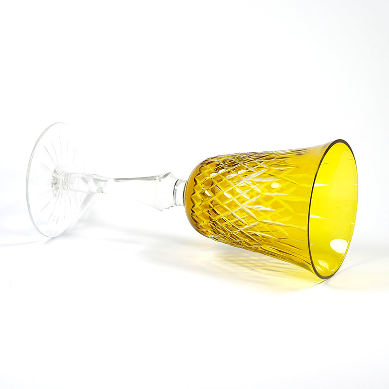 Bohemian Elegant Wine Glass Cup Stemware Little Round Wine Cup Drinking Glass Yellow Blue Green Colors for Families