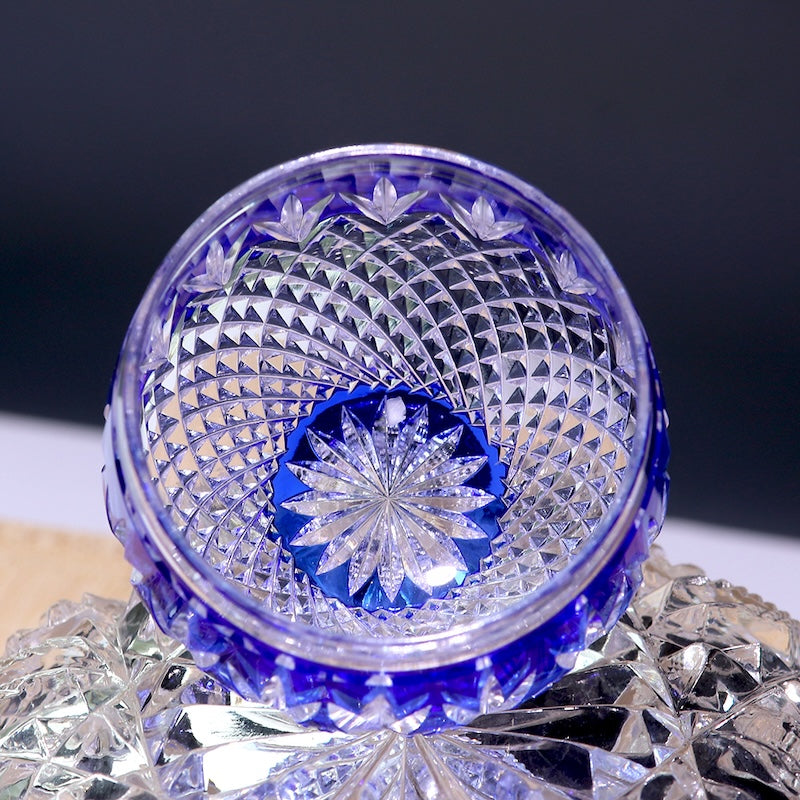 Small Shot Glasses for Sake Colored Glass Hand-Cut Green and Blue Edo Kiriko Crystal Shot Glass 90ml Overlay Lead Crystal Glass