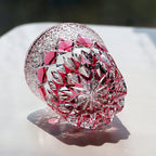 Gold Pink 320ml Whiskey Glass Hand Carved Chrysanthemum Star Pattern Edo Kiriko Japanese Crystal Tumbler Gift for Her