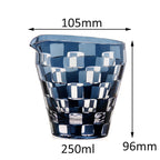 Smokey Blue Hand Cut Design Japanese Style Sake Carafe with Edo Kiriko Sake Glass Cup