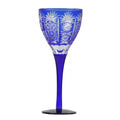 Crystal Glass Wine Cup Japanese Edo Kiriko Colored Glass Bohemia Style Hand Carved Drinking Cup Red Wine Goblet Blue