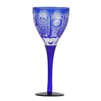 Crystal Glass Wine Cup Japanese Edo Kiriko Colored Glass Bohemia Style Hand Carved Drinking Cup Red Wine Goblet Blue