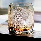 Handcrafts Grey Colored Crystal Cocktail Whiskey Glasses Edo Kiriko's Traditional Japanese Style Design With Gift Box