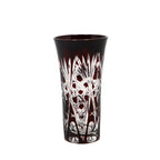 Hand Cut Clear Japanese Style Wine Red Colored Shot Glass Sake Glasses Acceptable for Factory Use with Wooden Box