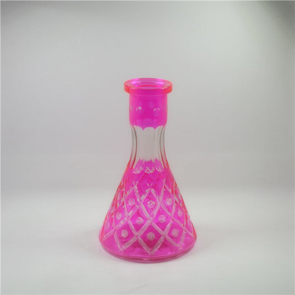 Hand Engraved Glass Hookah Bottle Hand Cutting Colored Glass Shisha Vase Handmade Glass Wine Bottle