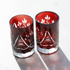 Japanese Style 65ml Round Hand Cut Glass Cut Patterned Spirits Glass Colored Sake Cup 2oz Korea Soju Shot Glass Party Favors