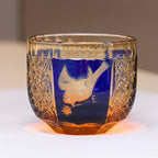 Sake Glass Amber Blue Japanese Style Sake Glass Drinking Household Decorates Tea Cup for Cold Drinking