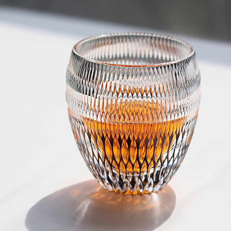 320ml Lead Edo Kiriko Whiskey Glass Fashioned Amber Grey Trendy Drinkware with Gift Box for Fine Spirits