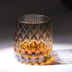 310ml Gray Luxury Hand Cut Kiriko Whisky Glass Color Engraved Glass Luxury Whiskey Glass with Gift Box