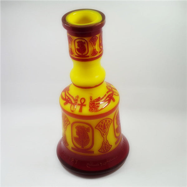 Hand Blown Colored Glass Hookah Bottle with Sandblasted Design Glass Shisha Vase Glass Wine Bottle