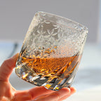 12oz Gray Luxury Hand Cut Kiriko Bohemia Style Glass Whisky Cup Color Engraved Glass Luxury Whiskey Glass with Gift Box