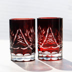 Japanese Style 65ml Round Hand Cut Glass Cut Patterned Spirits Glass Colored Sake Cup 2oz Korea Soju Shot Glass Party Favors