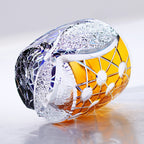 260ml Yellow Blue Edo Kiriko Crystal Whiskey Rock Glass Colored Rock Tumbler Glassware Gift Pack/ Coaster1pc