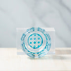 Edo Kiriko Sky Blue Colored Hand-Cut Shot Glass Small Sake Cup for Liquor Japandi Design Style with Gift Box