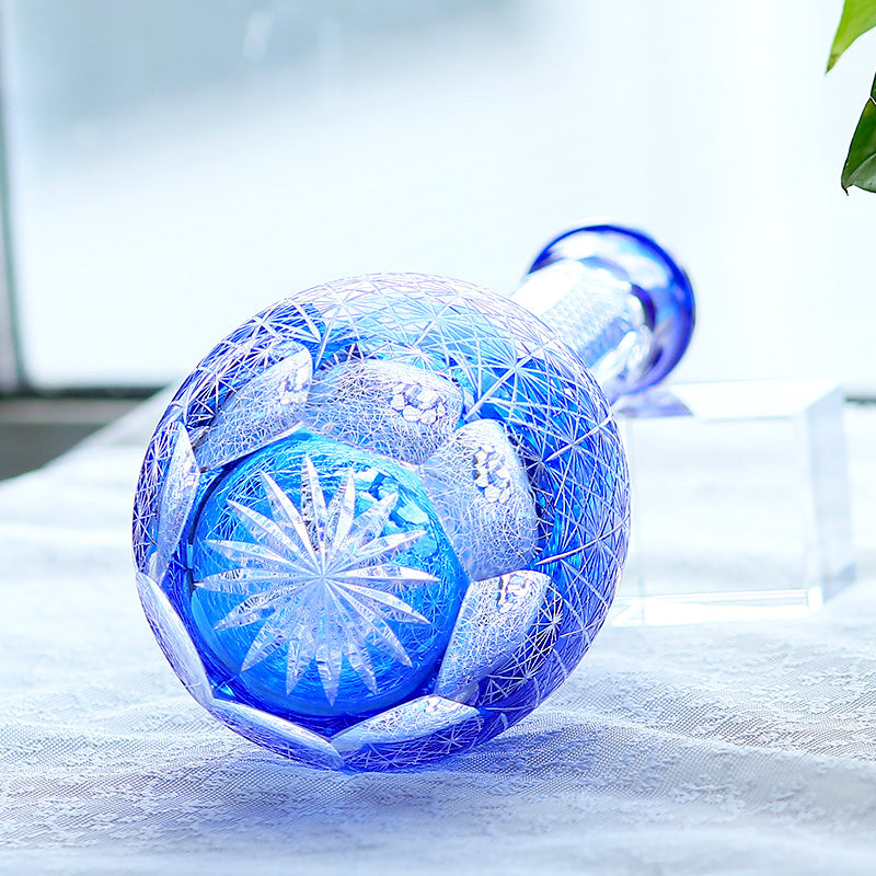 Hand Blown and Hand Cut Wine Glass Bottle Vase Hand Engraved Bohemia Style Wine Glass Decanter Tableware Bar Deco