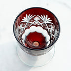 Hand Cut Ruby Red Blue Short Stem Drinking Glass 160 ml Shot Glasses Sake Cup Korea Soju Shot Glass Guest Party Favors