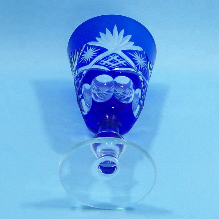 High Quality Stocked Cheap Cobalt Blue Shot Wine Glass