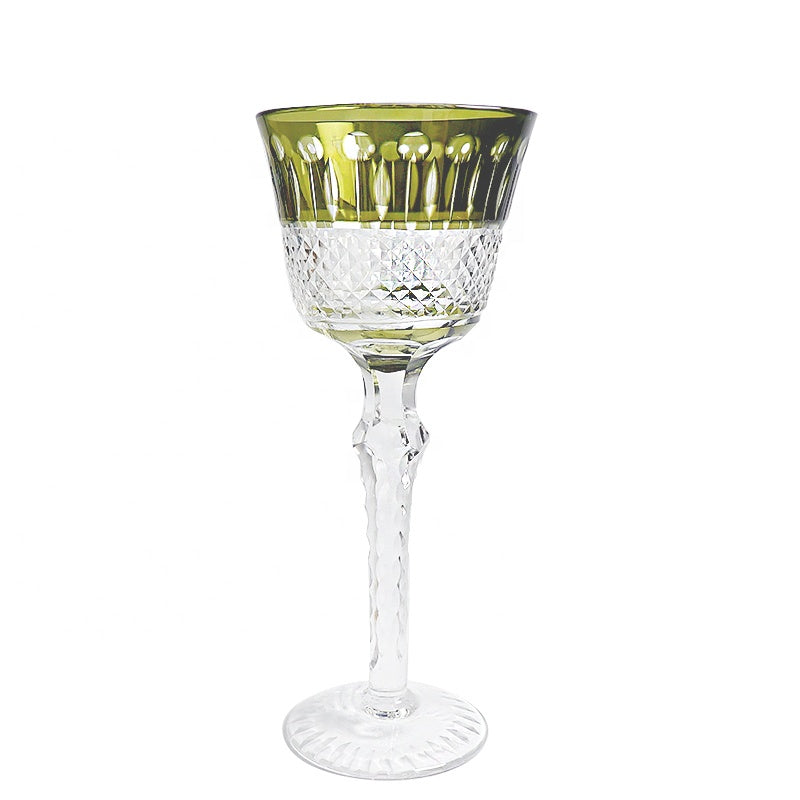 Czech Style Crystal Wine Glasses Stemware Goblet Multicolor Glass Cup Handmade Hand Carved Edo Kiriko Wedding Gift With Box