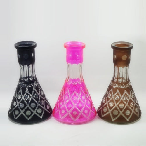 Hand Engraved Glass Hookah Bottle Hand Cutting Colored Glass Shisha Vase Handmade Glass Wine Bottle