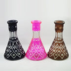 Hand Engraved Glass Hookah Bottle Hand Cutting Colored Glass Shisha Vase Handmade Glass Wine Bottle