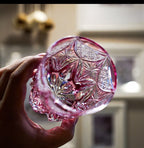Pink 8oz Edo Kiriko Colored Rock Tumbler Hand Cut to Clear Crystal Whiskey Glass Gift Packing 1pc for Collection
