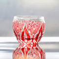 Red Edo Kiriko Colored Hand-Cut Shot Glass Small Gass for Liquor Japandi Design Style with Gift Box