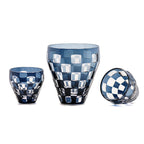 Smokey Blue Hand Cut Design Japanese Style Sake Carafe with Edo Kiriko Sake Glass Cup