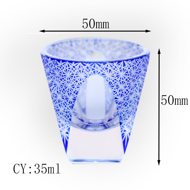 35ml Luxury Edo Kiriko Multi-Color Laser Engrave Soju Glass Cup Japanese Style Hand Cut Shot Glass Whiskey Tea Cups Saucers