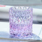 Hand Cut Colored Star Pattern Japanese Edo Kiriko K9 Purple Crystal Whiskey Glass Rock Tumbler Drinkingware Gift Pack