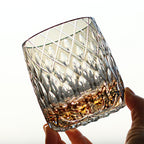 310ml Gray Luxury Hand Cut Kiriko Whisky Glass Color Engraved Glass Luxury Whiskey Glass with Gift Box